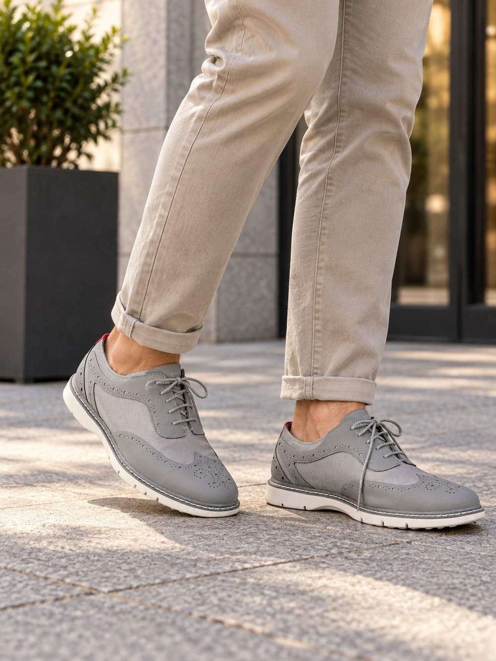 Stacy Adams Men’s Dress Casual Shoes Size 10.5 Gray Brogue Oxford Sneakers